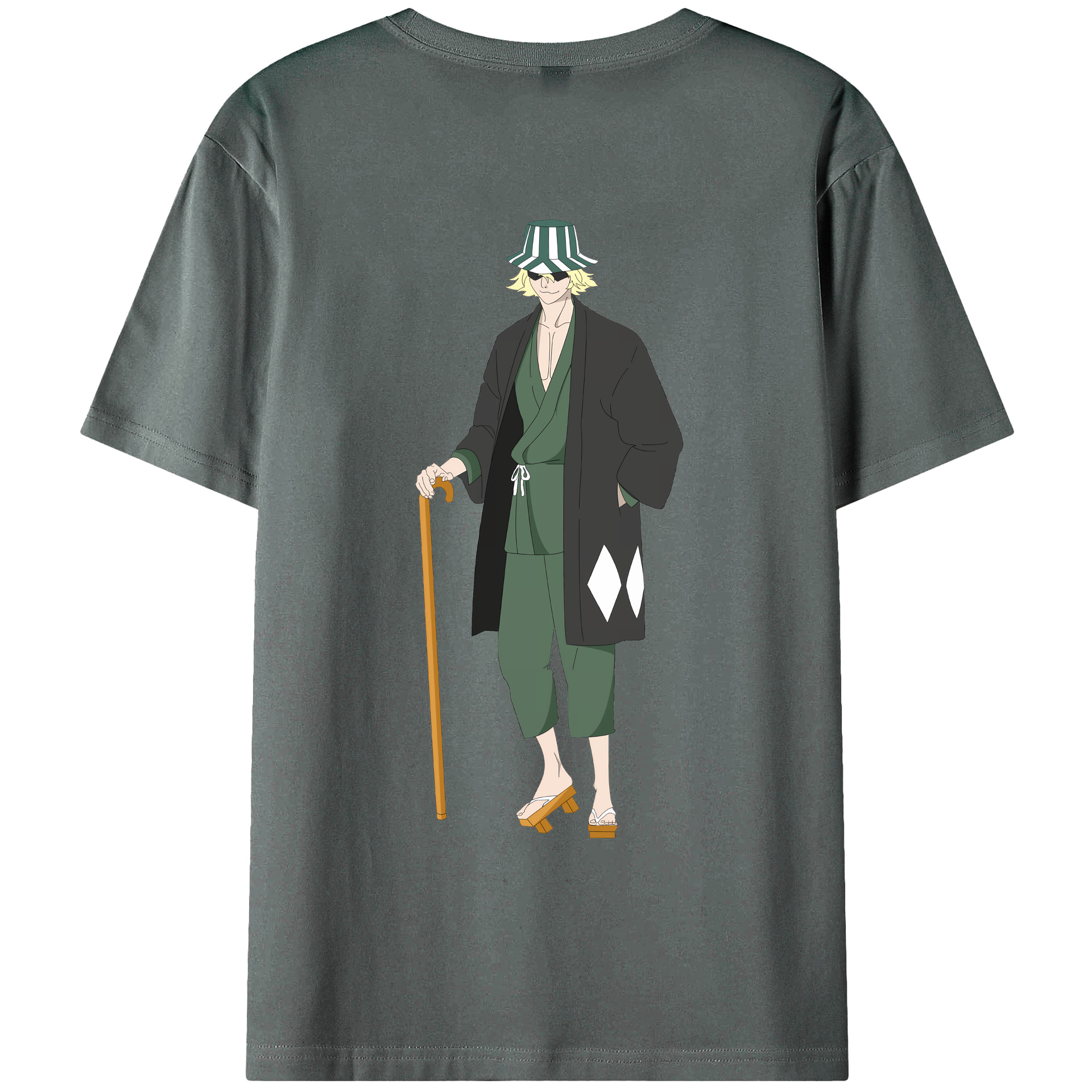 （画像用） "ブリーチ 浦原 喜助（うらはら きすけ） BLEACH Urahara Kisuke " 綿100％ メンズ半袖Tシャツ（バックプリント） 通気性